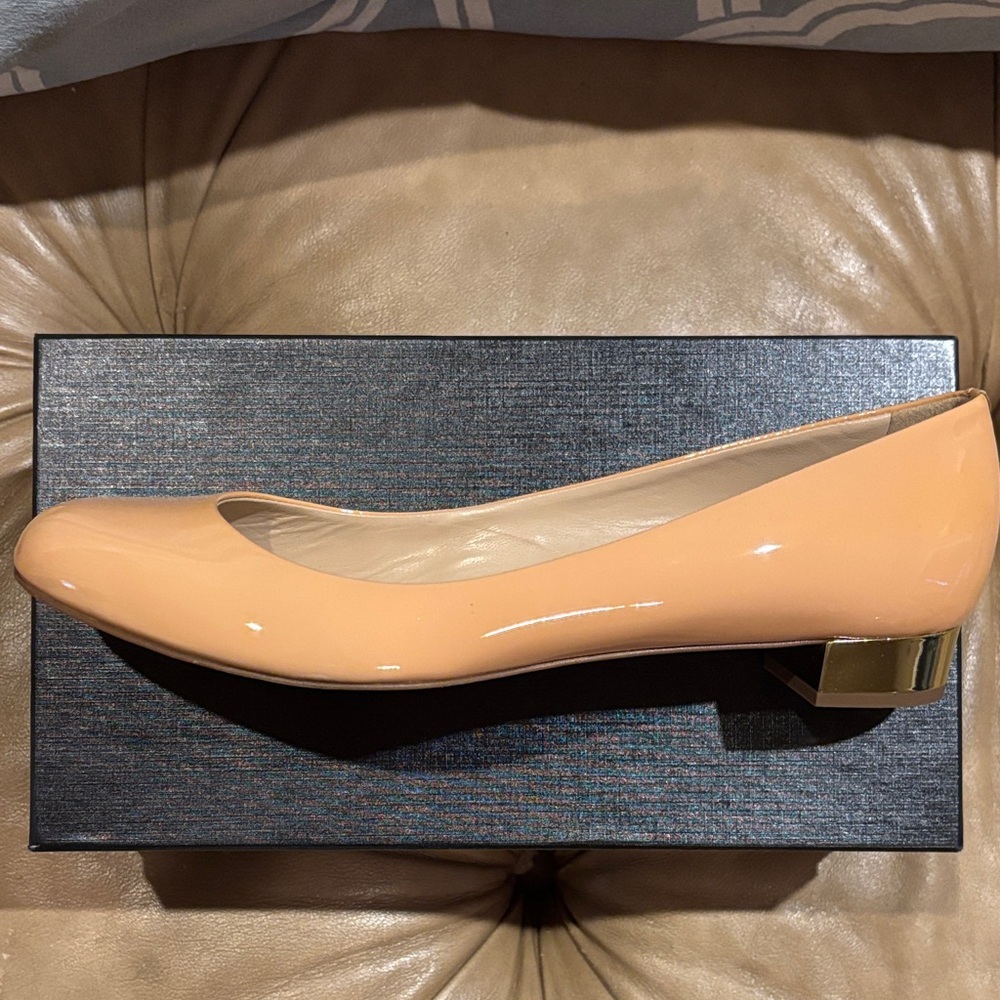 J. Crew Peach Flats with Gold Heel